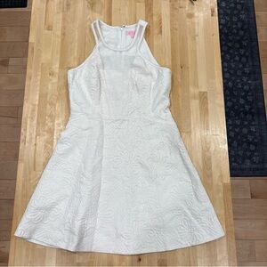 Lilly Pulitzer White Textured Floral Halter Mini Dress